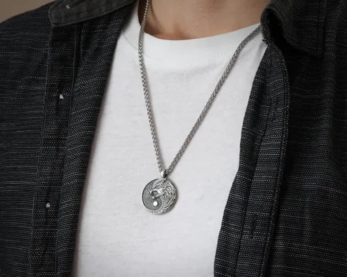 Vista 33 de Collar Yin Yang para hombre, joyería colgante de alta calidad de aspecto antiguo, regalos de Yin Yang, joyería vikinga para hombres