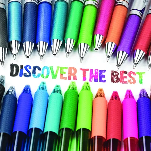 Vista 17 de Pentel EnerGel Pearl RTX, 0.028 in, tinta negra, caja de 12 (BL77PWP-A)