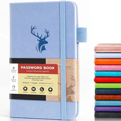 Vista 8 de molekaus Libro de contraseñas con pestañas alfabéticas, pequeño guardián de contraseñas con espacio adicional para cambiar la contraseña. Cuaderno