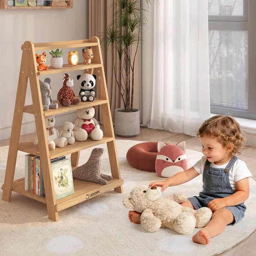 Vista 16 de Estantería para niños FKWin, organizador de almacenamiento de juguetes para niños, estante de almacenamiento para bebés, estanterías de madera
