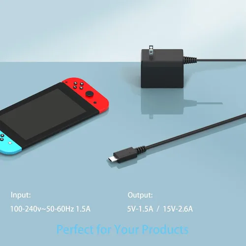 Vista 6 de Cargador rápido para Nintendo Switch, fuente de alimentación de 15 V, adaptador de alimentación de CA para interruptorinterruptor OLEDSwitch