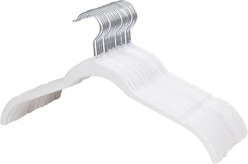 Vista 11 de ManGotree Perchas de terciopelo para mujer, perchas de 16.5 pulgadas con ranura para el hombro, perchas antideslizantes para ropa de vestir