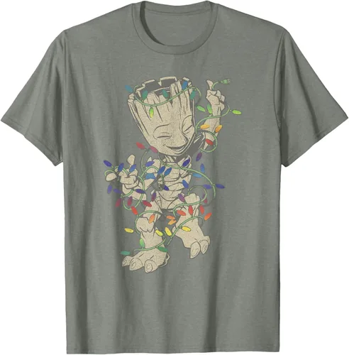 Vista 20 de Marvel Camiseta de luces navideñas Guardians Of The Galaxy Groot, Negro, S
