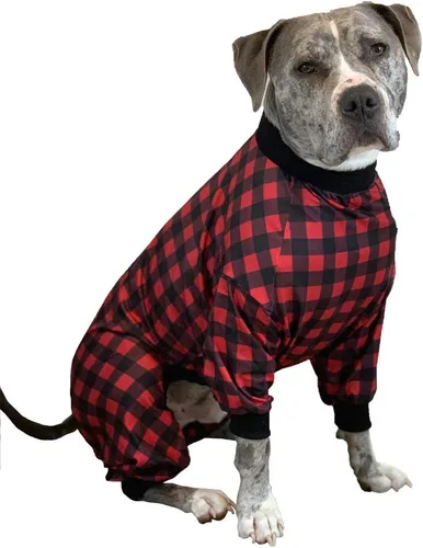 Vista 14 de Tooth & Honey Pit Bull - Pijama para perro con estampado de vaca, luna y estrella, con cobertura completa, pijama ligera para perros grandes