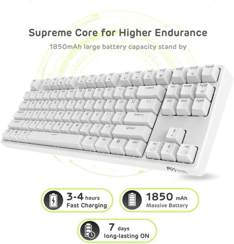 Vista 5 de RK ROYAL KLUDGE RK87 Sink87G RGB 80 Teclado mecánico inalámbrico 24G Tenkeyless Teclado mecánico con software programable 87 teclas interruptores