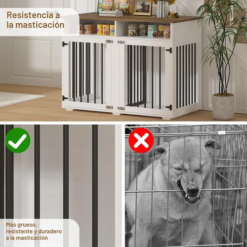 Vista 6 de REVOMINCA Mueble de jaula para perros de 41 pulgadas con divisor extraíble, muebles decorativos para perreras con compartimento de almacenamiento