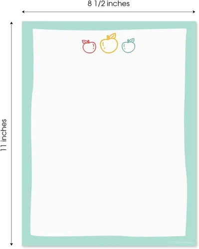 Vista 6 de Mint Teacher - Membrete de manzana, 50 hojas, 8.5 x 11 pulgadas, diseño moderno y colorido para el aula, papel de regreso a la escuela, papelería