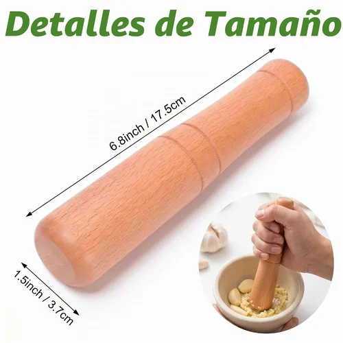Vista 3 de Muddler de madera para cócteles de 6.8 pulgadas – Herramienta profesional de barra de madera para bebidas de frutas Mojitos – Bartender Mashing