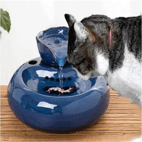 Vista 9 de REAGAR Fuente de agua de cerámica para gatos, dispensador automático de bebidas para mascotas, súper silencioso, para gatos, gatitos, perros, Negro