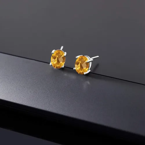 Vista 12 de Gem Stone King Aretes de oro de 14 quilates con piedra natal ovalada de 0.315 x 0.236 in Aretes de oro para mujer