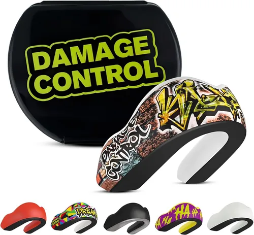 Vista 34 de DAMAGE CONTROL Protector bucal deportivo de impacto extremo con estuche Boil & Bite Fit, almohadillas absorbentes de golpes, funda ventilada