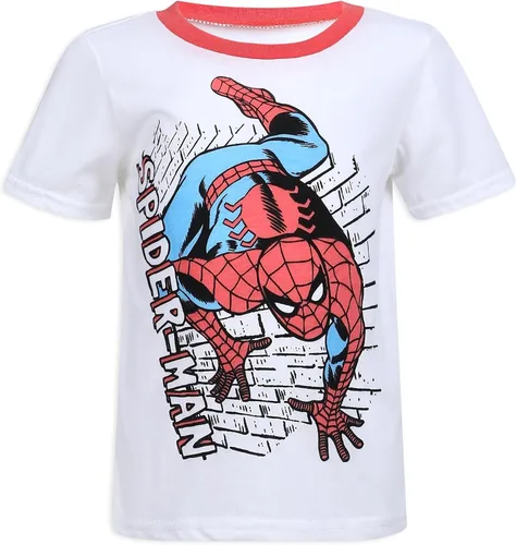 Vista 4 de Marvel Spiderman - Conjunto de camiseta, sudadera y pantalón corto para niños pequeños - Rojo