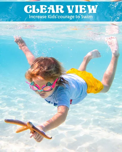 Vista 5 de Relaxweex 15 pares de gafas de natación para niños, gafas de natación antivaho, anti-UV, con estuches, lindos tiburones, sirenas, peces para niños
