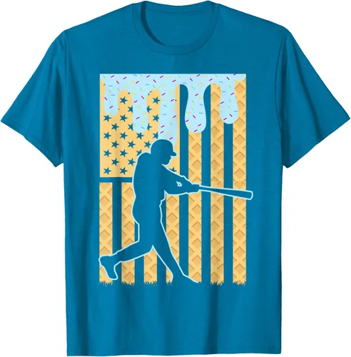 Vista 62 de Camiseta de béisbol Drip Boys Dripping Ice Cream Baseball American Flag, Negro -, Pequeña