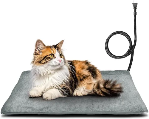 Vista 9 de Almohadilla térmica para mascotas al aire libre para perros y gatos, cama calefactada impermeable para perros y gatos de varios tamaños para Azul
