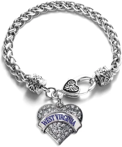 Vista 70 de Pulsera de plata con dije de corazón pavé con joyas de circonita cúbica