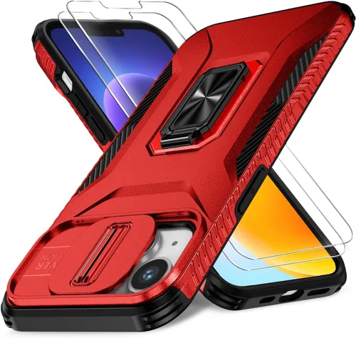 Vista 69 de Funda HakkTaoo para iPhone 13/iPhone 14 de 6.1 Pulgadas con Funda Deslizante para Cámara + Protector de Pantalla (2 Paquetes), Funda Protectora a