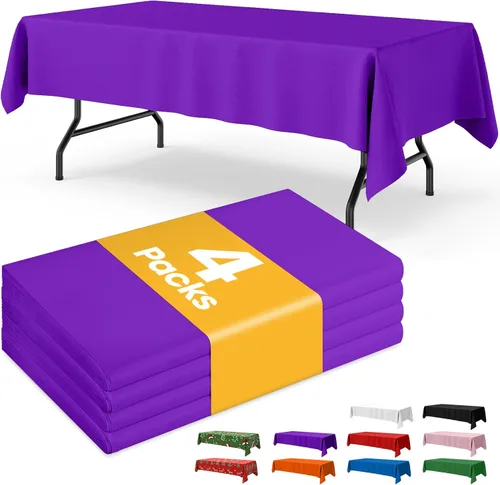 Vista 21 de Mantel de bandera estadounidense, paquete de 4 manteles patrióticos desechables de 54 x 108 pulgadas para mesas de 6 pies, decoraciones del 4