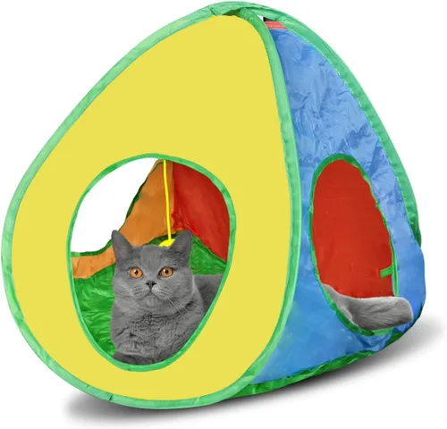 Vista 7 de Andiker Túnel para gatos, tienda de campaña plegable cuadrada colorida para gatitos que combina con la mayoría de tubos para gatos, tienda