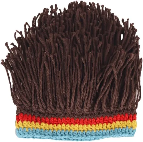 Vista 2 de Sombrero de punto con pelo para hombre, divertido gorro de invierno hecho a mano con rastas