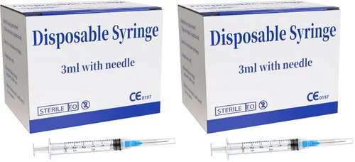 Vista 13 de Paquete de 15 jeringas de plástico de 1ml 25Ga con medición para laboratorios científicos y dispensación industrial, desechables envueltas