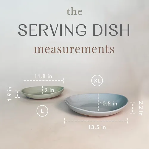 Vista 2 de Mora - Juego de 2 platos ovalados de cerámica grandes para el entretenimiento. Platos de cocina modernos para cenas, frutas, ensaladas, pavos, etc.