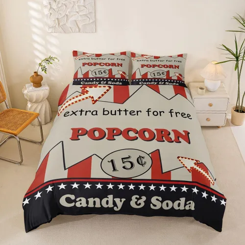 Vista 22 de Homewish Theater Cinema Poster Duvet Cover Set Twin Size,Retro Movie Bedding Sets 2Pcs for Kids Girls Boys Teens Room Decor,Popcorn Comforter Cover