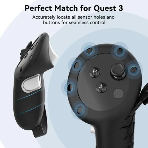 Vista 4 de MOJOXR Silicone Face Cover, Clear Shell Cover, Lens Cover and Upgraded Controller Grip Cover Compatible with Quest 3