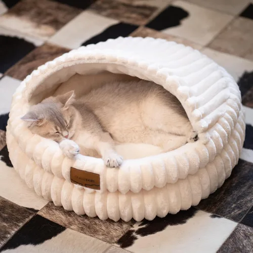 Vista 11 de CHEERPALS Cama tipo cueva para gatos de interior cubierta con capucha