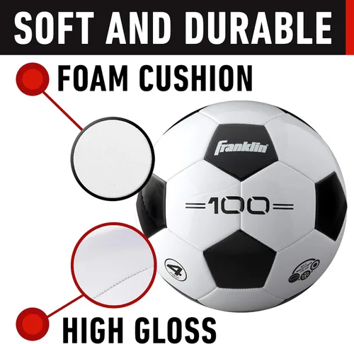 Vista 3 de Franklin Sports - Pelotas de fútbol para jóvenes y adultos - Tamaños 3, 4 y 5 - Paquetes individuales y a granel - Negro y blanco