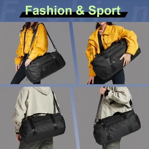 Vista 6 de ARCTIC HUNTER AH Bolsa de gimnasio pequeña para hombres y mujeres con compartimento para zapatos, ideal para deportes, viajes y viajes nocturnos
