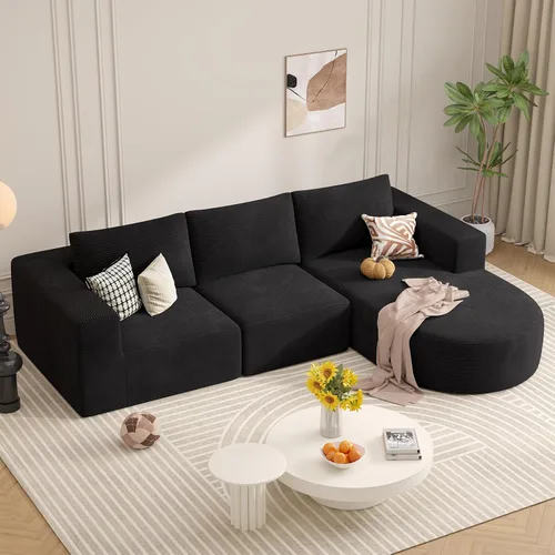 Vista 45 de Sofá cama modular, sofás de nube convertibles para sala de estar, 2 tumbonas de pana sin hueso, sofá cama de gran tamaño para dormitorio,