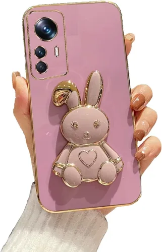 Vista 38 de Funda con soporte de conejo de corazón para Xiaomi Redmi A1, galvanizado suave TPU protector delgado a prueba de golpes con lindo conejito soporte