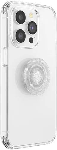 Vista 2 de PopSockets Agarre adhesivo para teléfono, soporte, soporte para teléfono, Kindle - plateado brillante transparente (paquete de 3)