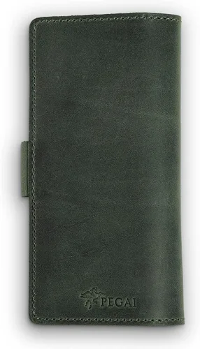 Vista 3 de PEGAI Handmade Minimalist Design Checkbook Cover 100% Distressed Full Grain Horse Leather Checkbook Wallet Business Checkbook Binder Clark