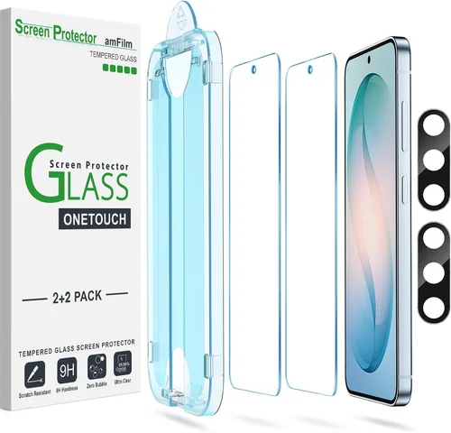 Vista 21 de amFilm OneTouch - Protector de pantalla para Samsung Galaxy S22 5G de 6.1 pulgadas, dureza 9H con protector de lente de cámara, más fácil