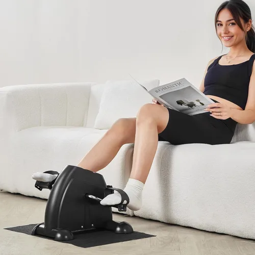 Vista 8 de VEVOR Ejercitador de pedal de bicicleta para debajo del escritorio, mini bicicleta estática para ejercicio de brazos/piernas, ejercitador de pedal