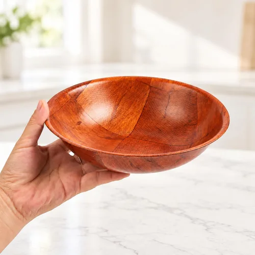 Vista 9 de HYQO - Juego de 6 cuencos de madera para ensalada, 7.9 pulgadas, 9 onzas Marrón