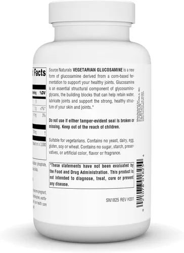 Vista 4 de Source Naturals Glucosamina Vegetariana, Promueve Articulaciones Saludables*, 750 mg - 120 Tabletas