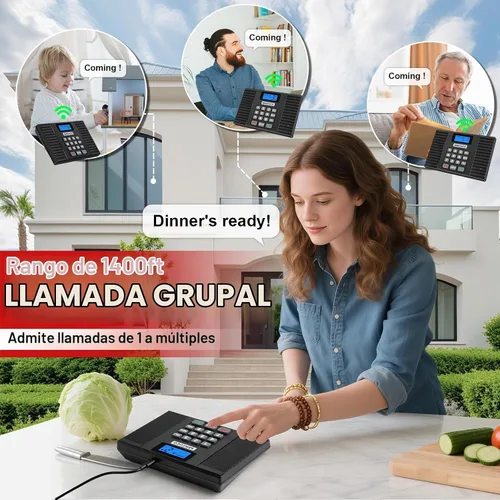 Vista 5 de Intercomunicadores inalámbricos SANZUCO 60D para el hogar, 18 canales de 1400 pies, 3 estaciones Full Duplex Wireless Intercom for Home Office