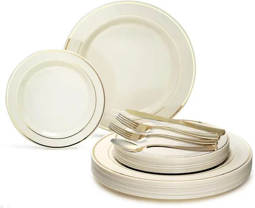 Vista 12 de OCCASIONS 50-150-200 Piezas plateadas (25 personas) 26 cm, 19 cm + cubiertos.
