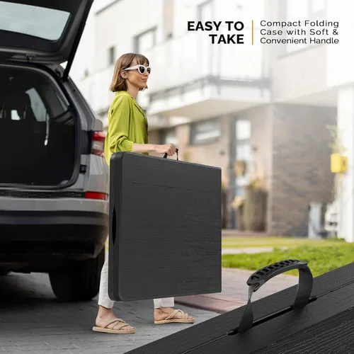 Vista 4 de VINGLI Mesa plegable de plástico de 6 pies, mesa larga portátil para uso en interiores y exteriores, rectangular con asa de transporte, mesa