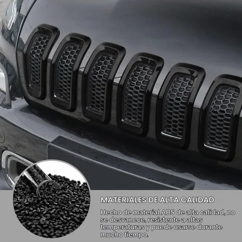Vista 6 de Insertos de parrilla delantera Moldura de cubierta de rejilla para Jeep Cherokee 2014-2018 (negro)