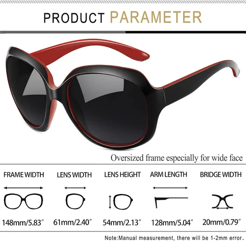 Vista 51 de Joopin Lentes de sol de gran tamaño para mujer, polarizados, grandes, para conducción, protección UV, grandes sombras