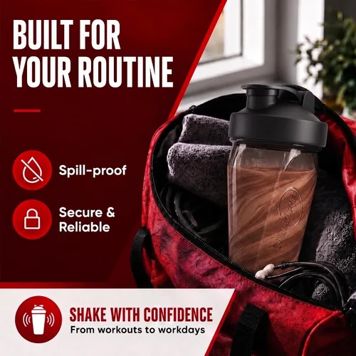 Vista 8 de Vortex - Botella mezcladora de proteínas de 24 onzas / 23.7 fl oz, taza agitadora prémium sin BPA para batidos y batidos de proteínas, a prueba