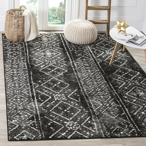 Vista 13 de SAFAVIEH Alfombra de área 8x10 - Colección Adirondack - Grande - Negro y plateado, diseño marroquí bohemio, no suelta pelusa y fácil de limpiar
