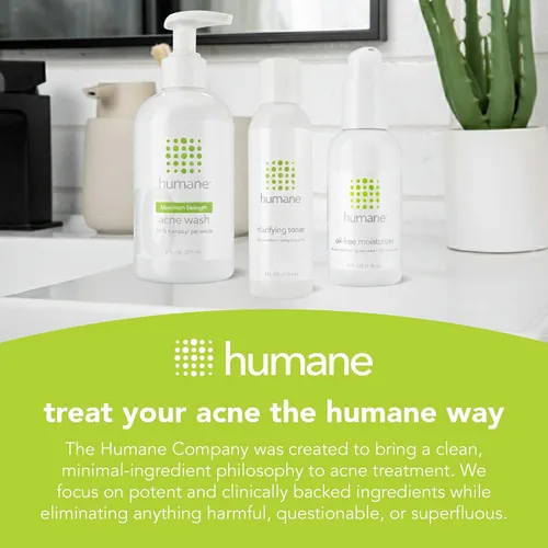 Vista 6 de humane Paquete de lavado de acné de fuerza regular y crema hidratante sin aceite, tratamiento del acné con peróxido de benzoilo al 5%
