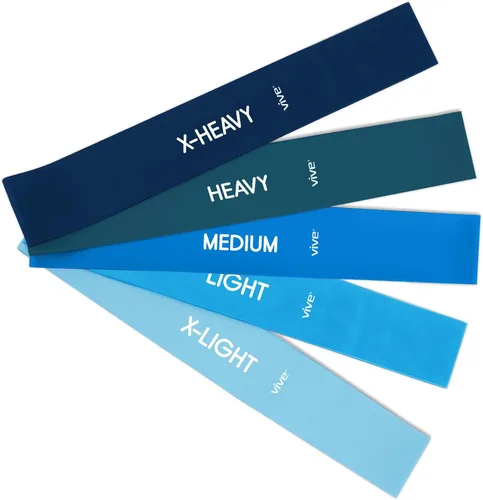 Vista 8 de Vive Resistance Bands for Working Out (5 Pack) - Exercise & Workout Resistance Kit - Stretch, Elastic Loop Bands for Physical Therapy, Pilates, Yoga