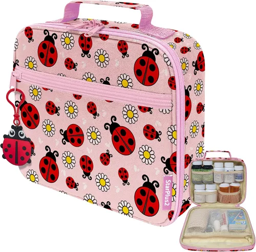 Vista 10 de Organizador de botellas de píldoras de viaje mediano, bolsa de medicina delgada, portador para medicamentos y suministros médicos - negro