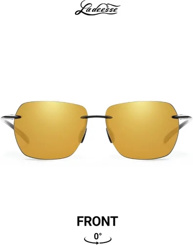 Vista 9 de LADEESSE Sunglasses Men - Rimless Square Polarized Sunglasses - Lightweight TR90 Frame Sun Glasses with UV Protection